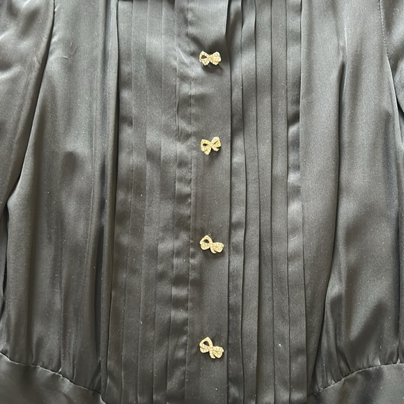 Black satin dress by Milly with stunning rhinestone bow shaped buttons - Picture 5 of 5